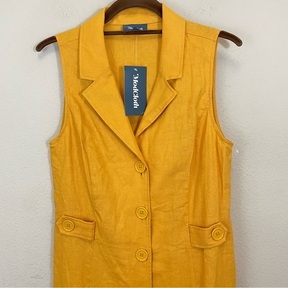 NWT ModCloth Orange Linen Blend Coasting‎ Along Shirt Mini Dress Size 6 - Picture 4 of 8